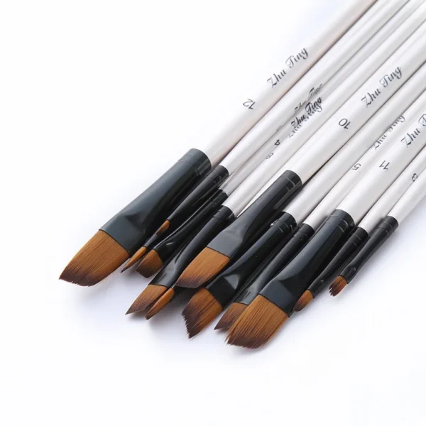 12 Pcs/set Nylon Hair Wooden Handle Watercolor Paint Brush Pen Set Learning DIY Oil Acrylic Painting Art Paint Brushes Supplies - Image 6