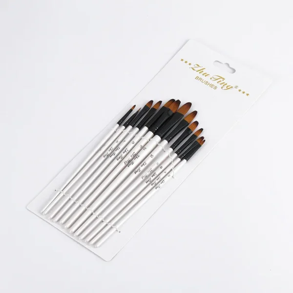 12 Pcs/set Nylon Hair Wooden Handle Watercolor Paint Brush Pen Set Learning DIY Oil Acrylic Painting Art Paint Brushes Supplies - Image 4