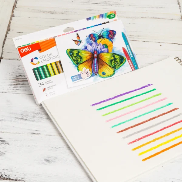 Deli 12/24 Colors Plastic Crayon Washable Non-toxic Coloring Pencil Erasable Wax Crayons Easy Clean Painting for Kids Gift - Image 3