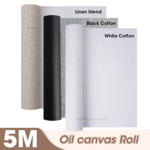 Fine Arts Canvas Roll,White Black Cotton And Linen Blend,Blank Canvas Oil Painting Acrylics Painting Art Supplies,0.57x5M HB-16