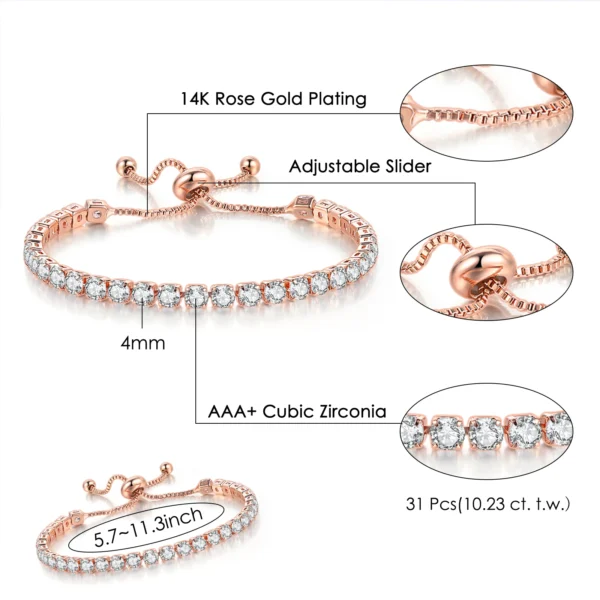 Tennis Bracelet For Women Men 4mm Zircon Iced Out Chain Bangle Crystal Hip Hop Men's Women's Bracelet - Image 5