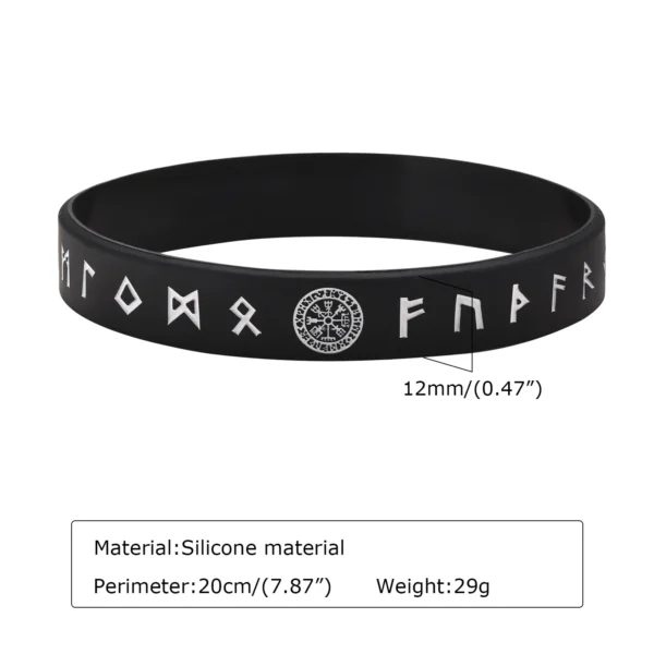 Vnox Dropship 1/2/3/4 Pcs Norse Viking Wolf Bracelet for Men,Black/White Nordic Runes Silicone Rubber Band Wristband Bangle - Image 5