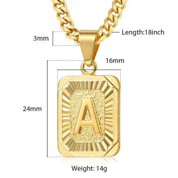 A-Z Pendant Letter Necklace for Men Women Stainless Steel Curb Cuban Chain 18inch DGP62 - Image 6