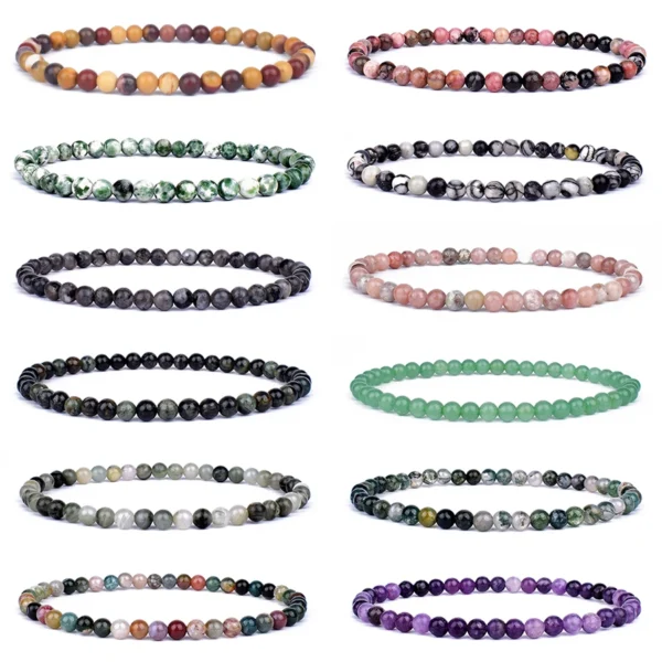 4mm 6mm Mini Energy Charm Bracelet Natural Stone Beads Yoga Healing Bracelet Jewelry for Women Men Best Friend Gift