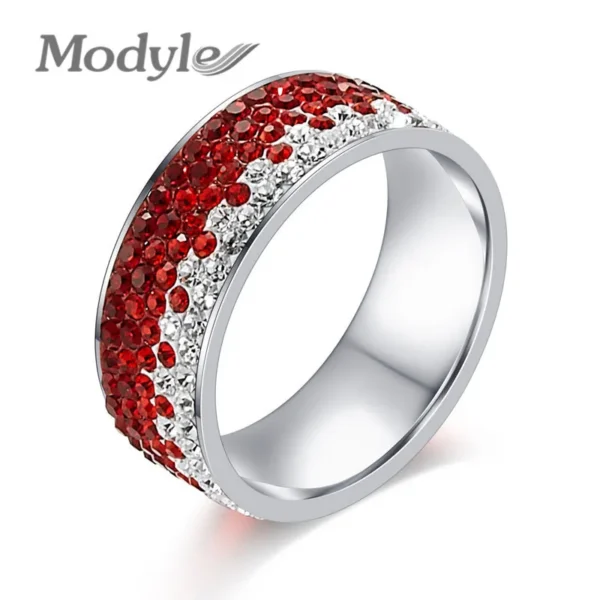 Modyle 2023 New Brand Silver Color Stainless Steel Zircon Rings Clear CZ Stone Rings for Women Fashion Jewelry - Image 2