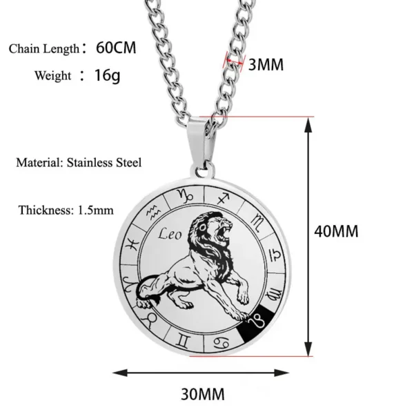 VNISTAR 316 Stainless Steel Zodiac Pendant Necklace Men Women Horocope Jewelry Never Fade Constellation - Image 2