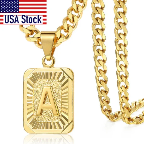 Hot Sale Initial Necklace for Women Men 26 Letters Pendant Gold Color Cuban Curb Chain For men Jewelry - Image 5