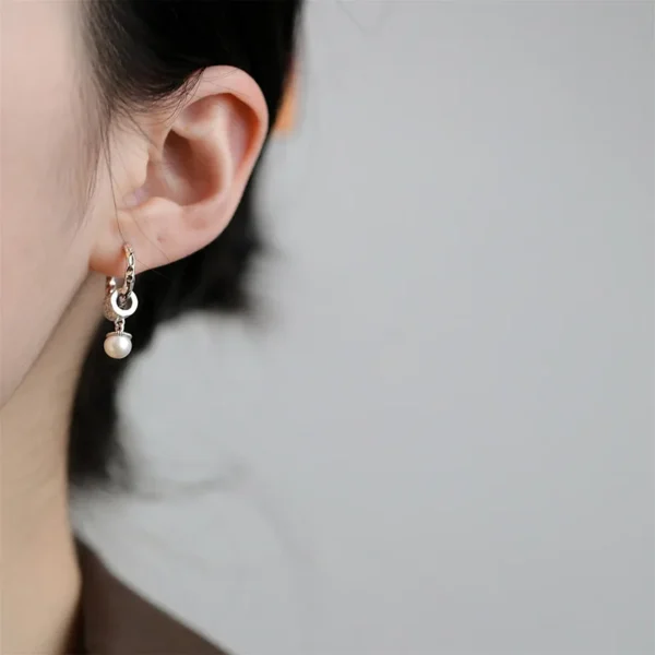 New Trendy 925 Silver Drop Earrings Hoop Pearl Leaf Vintage Irregular For Women Girl Gift Fashion Jewelry - Image 6