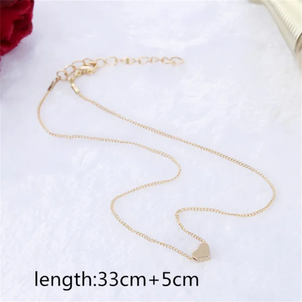 Fashion Gold Color Cute Love Heart Triangle Round Design Pendant Necklace For Women Exquisite Gift - Image 4