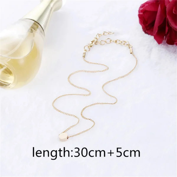 Fashion Gold Color Cute Love Heart Triangle Round Design Pendant Necklace For Women Exquisite Gift - Image 5