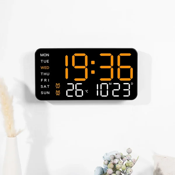 Large Digital Wall Clock Temp Date Week Display Remote Control USB Powered Table Clock Wall-mounted Dual Alarms LED Clocks - Image 5