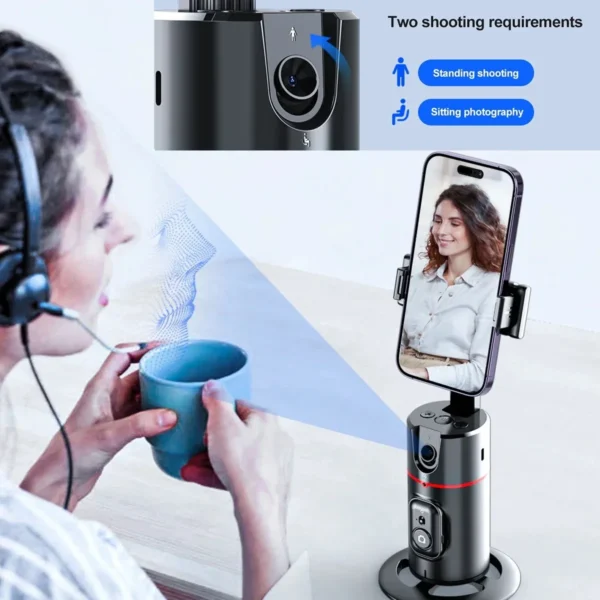 Auto Face Tracking Tripod 360°Rotation,No App, Gesture Recognition Phone Camera Mount Smart Shooting Phone Holder for Live Video - Image 3