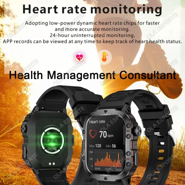 2025 New For Xiaomi Military Smart Watch Men IP68 5ATM Outdoor Sports Fitness Tracker Health Monitor 1.81Inch BT Call Smartwatch - Image 5