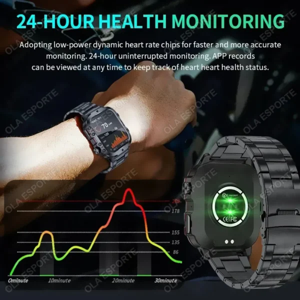 2025 New For Xiaomi Military Smart Watch Men IP68 5ATM Outdoor Sports Fitness Tracker Health Monitor 1.81Inch BT Call Smartwatch - Image 4