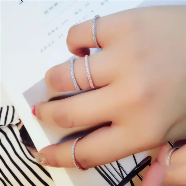 Real Rose Gold Color Silver Color Rings For Women Simple Classic Wedding Ring S925 Stamp Exquisite Cz Female Wholesale Jewelry - Image 2