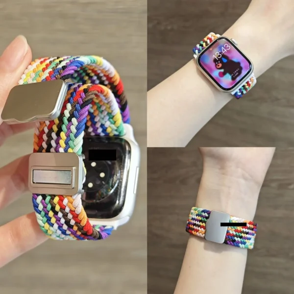 Suitable for Apple Watch S10 Fashion Sports Colorful Nylon Ring Convex Magnetic Buckle iWatchS9 Apple Watch 876 Breathable Strap