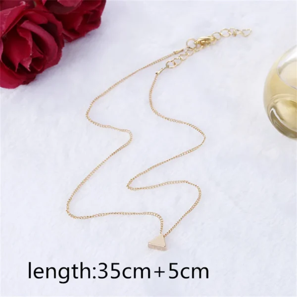 Fashion Gold Color Cute Love Heart Triangle Round Design Pendant Necklace For Women Exquisite Gift - Image 3