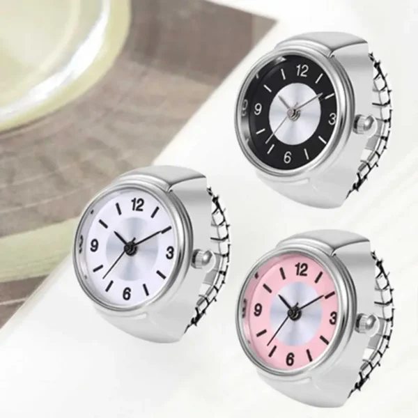 Round Simple Finger Watch Ring Mini Elastic Strap Alloy Watches Couple Rings Jewelry Clock Retro Roman QuartzWatch Rings - Image 6