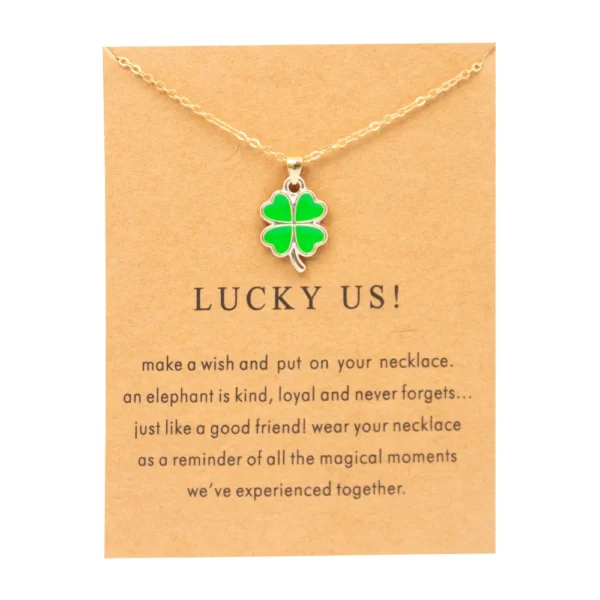 New Trendy Fashion Gold Color Alloy Cute Elegant Wish Lucky Us Clover Pendant Necklaces for Women Girl Fashion Jewelry Dropship - Image 5