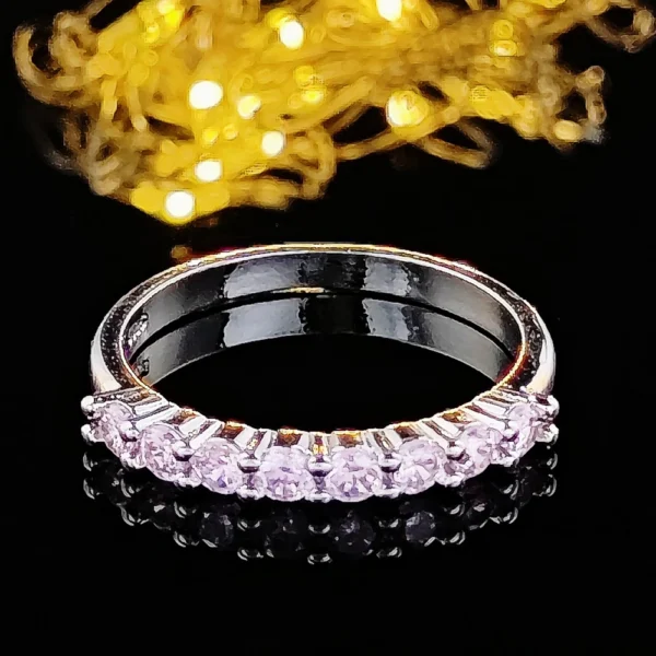 2024 New Design Fashion Pink Silver Color Aesthetic Promise Ring for Women Party Gift Jewelry - Image 2