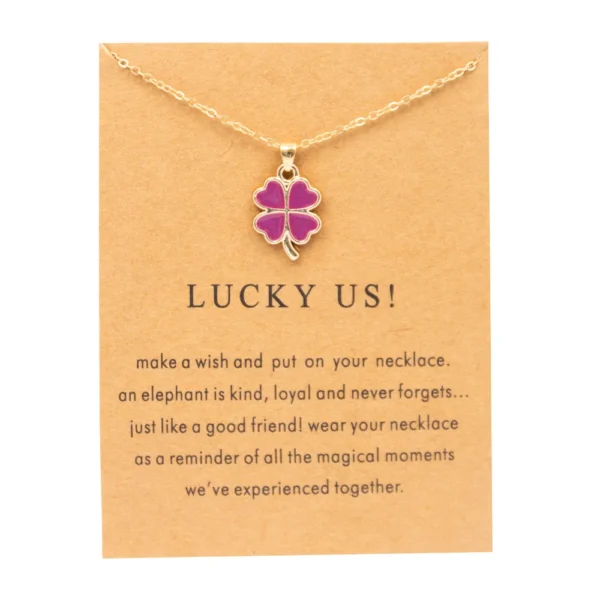 New Trendy Fashion Gold Color Alloy Cute Elegant Wish Lucky Us Clover Pendant Necklaces for Women Girl Fashion Jewelry Dropship - Image 4