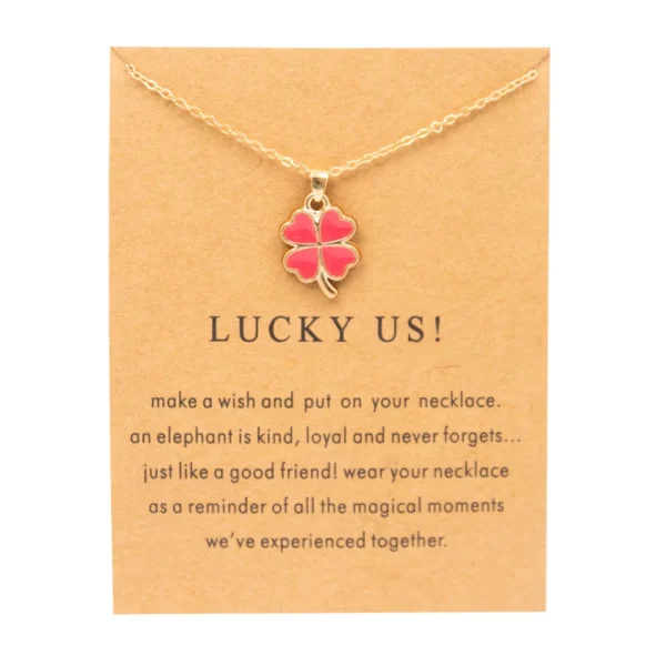 New Trendy Fashion Gold Color Alloy Cute Elegant Wish Lucky Us Clover Pendant Necklaces for Women Girl Fashion Jewelry Dropship - Image 2