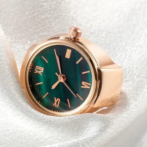 Vintage Punk Finger Watch Mini Elastic Strap Alloy Watches Couple Rings Jewelry Clock Retro Roman QuartzWatch Rings Women Men - Image 4