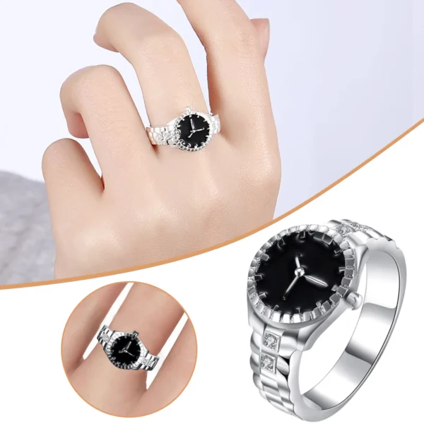 Chic Watch Shaped Ring For Women Men Fashion Personality Inlaid Zircon Copper Creative Silver Plated Rings For Unisex Trendy