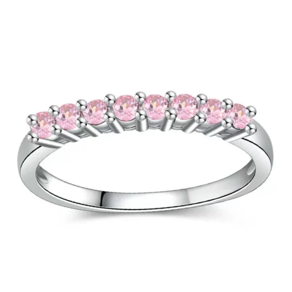 2024 New Design Fashion Pink Silver Color Aesthetic Promise Ring for Women Party Gift Jewelry