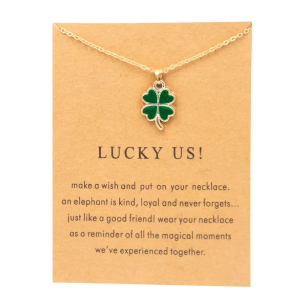 New Trendy Fashion Gold Color Alloy Cute Elegant Wish Lucky Us Clover Pendant Necklaces for Women Girl Fashion Jewelry Dropship