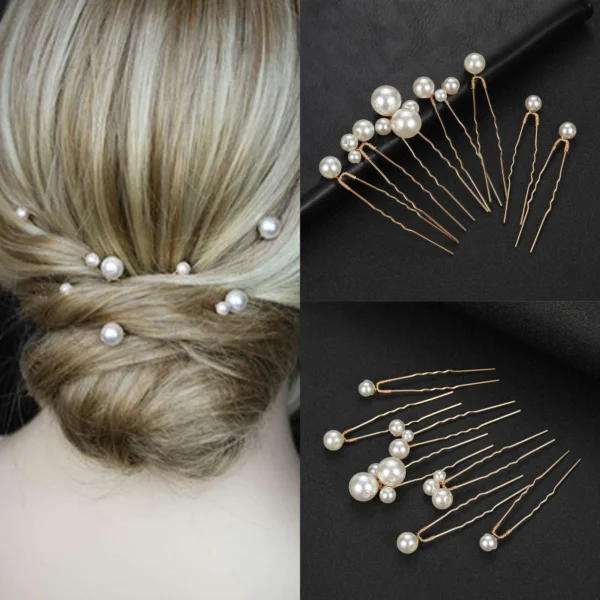 Bridal Wedding Hair Accessories Rhinestone Hair Pins Forks for Women Pearl Hairpins Bride Headpiece Party Jewelry Gift