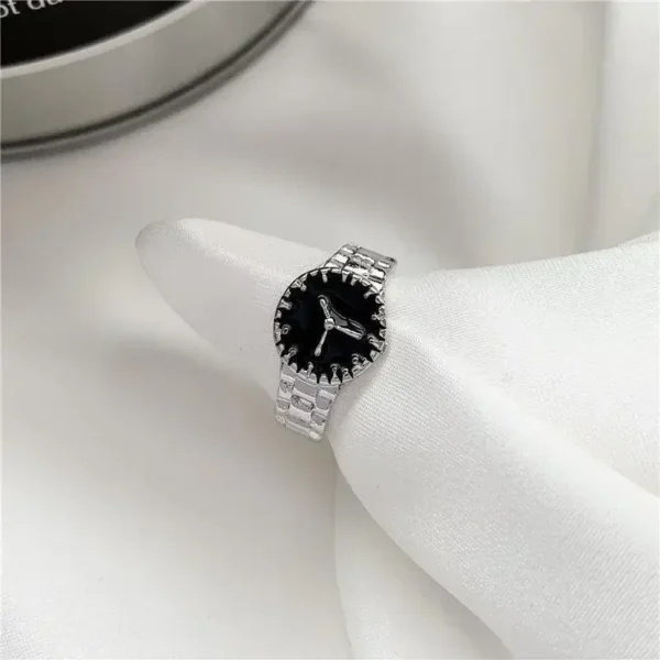 New Creative Watch Shape Rings for Women Adjustable Opening Rings Men Vintage Punk Mini Watch Finger Ring Couple Rings Gift - Image 6