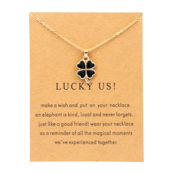 New Trendy Fashion Gold Color Alloy Cute Elegant Wish Lucky Us Clover Pendant Necklaces for Women Girl Fashion Jewelry Dropship - Image 3