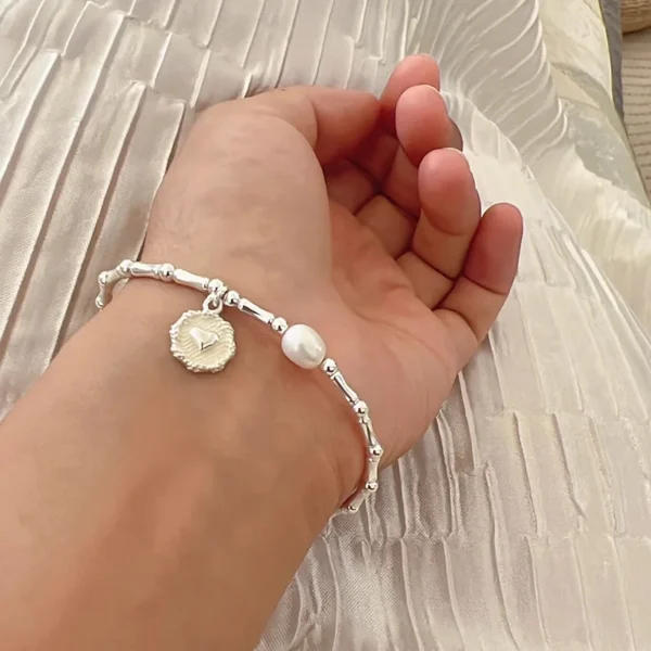 VENTFILLE 925 Sterling Silver Pearls Bamboo Knots Bracelet for Women Girl Simple Korean Jewelry Birthday Gift - Image 3