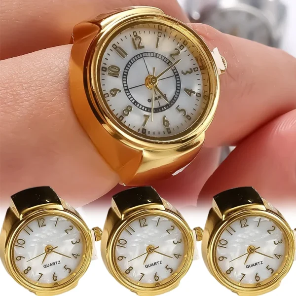 Mini Couple Watches for Women Men Ring Watch Round Dial Arabic Numerals Analog Quartz Ring Watches Ladies Finger Ring Watch Gift - Image 2