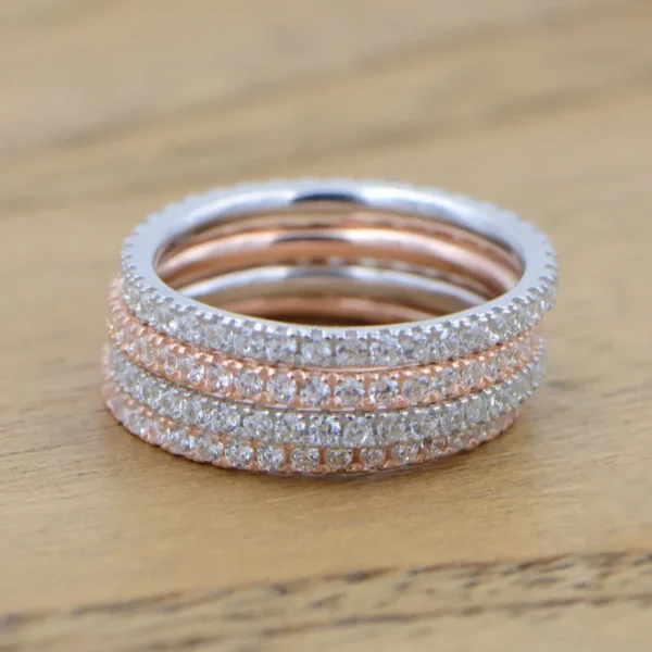 Real Rose Gold Color Silver Color Rings For Women Simple Classic Wedding Ring S925 Stamp Exquisite Cz Female Wholesale Jewelry