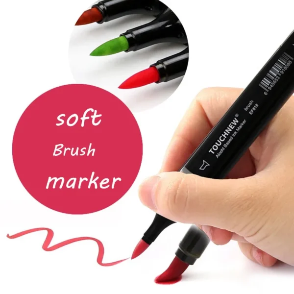 TouchNEW 1 Color Markers Manga Drawing Markers Pen Alcohol Based Sketch Felt-Tip Oily Twin Brush Pen Art Supplies - Image 2
