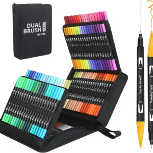 Dual Tip Brush Marker Pens with Fineliner Brush Tip Pens Felt Tip Pens Set, Art Markers Watercolour Brush Calligraphy Drawing
