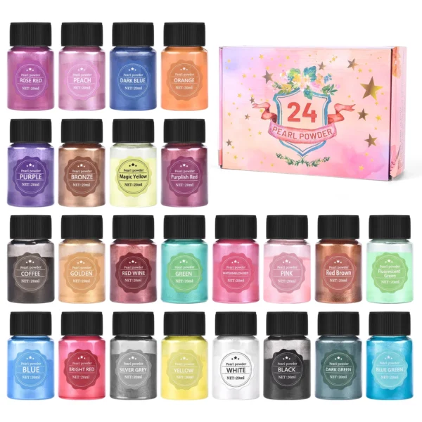24Color 10g Pearlescent Natural Mica Mineral Powder Soap Candle Epoxy Resin Dye Pearl Pigment DIY Jewelry Crafts