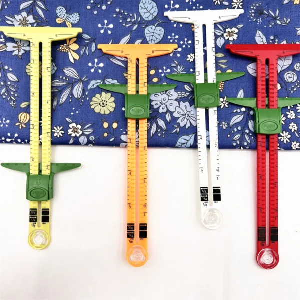 5-IN-1 Sewing Seam Ruler Measuring Gauge Patchwork Quilting Tailor Ruler Sizer Helper Aluminum Plastic Sliding Gauge - Image 2