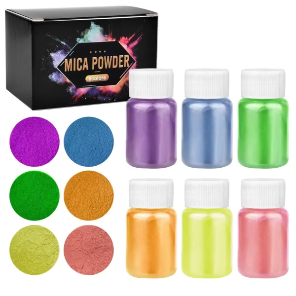 New 6 Colors Epoxy Resin Dye Mica Powder Powdered Pigments Set Resin Mica Pearlescent Resin Pearl Natural Micas Colorants Resin - Image 2