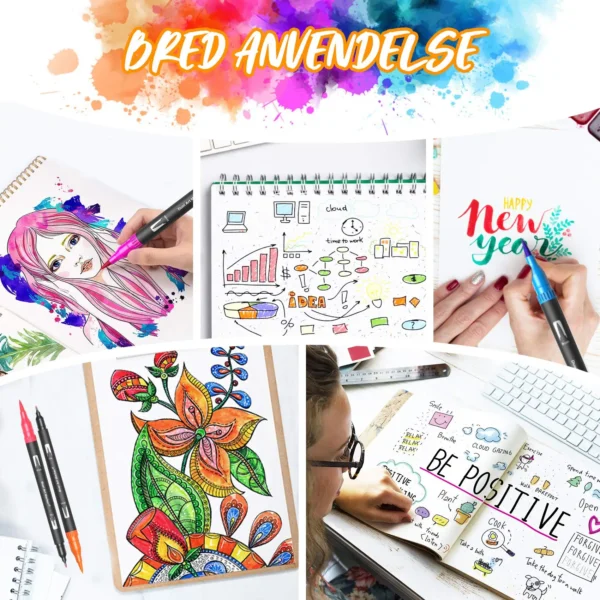 12-120 Colors Felt Tip Drawing Watercolor Art Markers Pen,Dual Brush Fineliner Colouring Pen Set for Calligraphy Painting - Image 5