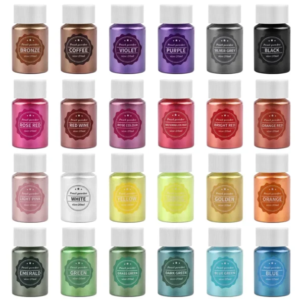 24 Colors 10g Mirror Natural Mica Pearl Powder Dye Epoxy Epoxy Resin Soap Candle DIY Jewelry Making Crafts Pearl Powder Pigment - Image 2