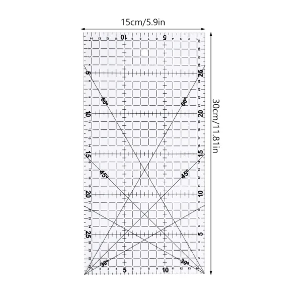 Fenrry 1PC Ruler 15x30CM DIY Patchwork Tools Acrylic Clear Mark Measuring Tailor Sewing Part Fixed Gauge Fabric Cutting Ruler - Image 2
