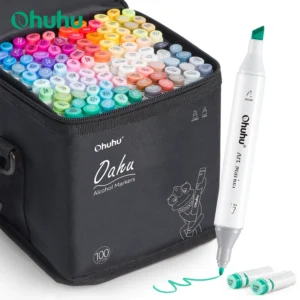 Ohuhu Oahu 100 Colors Marker Pen Set Alcohol Art Markers Dual Tips Felt Pen Sketching Drawing Graffiti Manga School Art Supplies