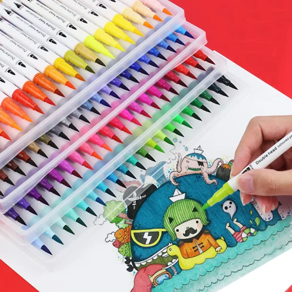Dual Head 12-120Colors Art Markers Pens Set FineLiner Dual Tip Brush Pen Drawing Painting Watercolor for Manga Art Supplies - Image 3