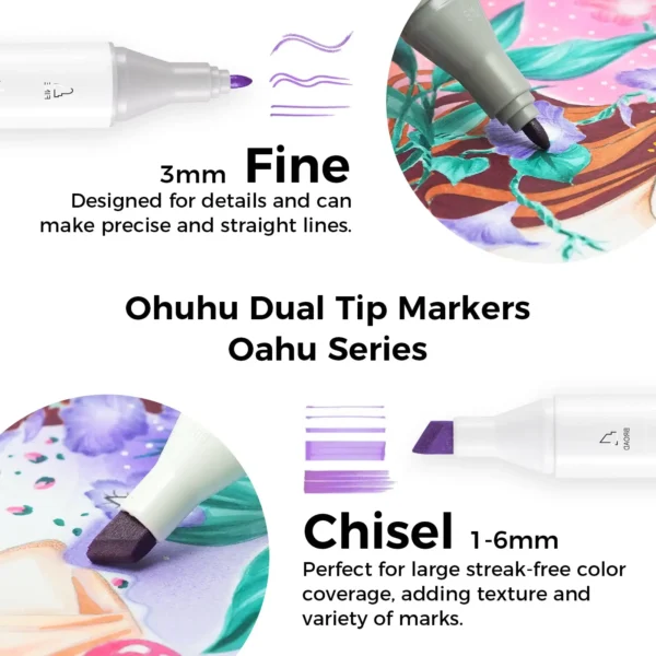 Ohuhu Oahu 320 Colors Marker Pen Set Alcohol Art Markers Dual Tips Felt Pen Sketching Drawing Graffiti Manga School Art Supplies - Image 5