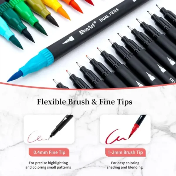 Watercolor Brush Marker Pen 60/120 Colored Dual Tip Art Markers Felt Tip Pens Sketchbooks For Drawing Stationery Supplies - Image 2
