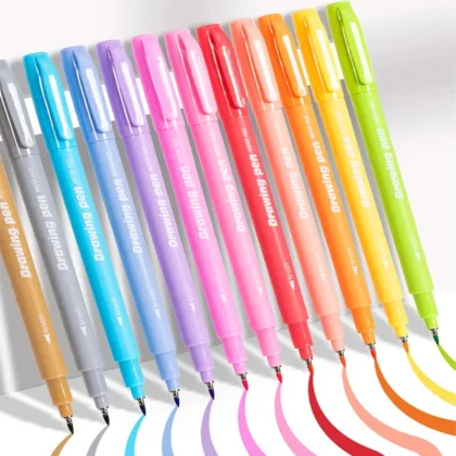 Felt Tip Pen Set – 12 Pastel Colors for Calligraphy, Journaling & Art