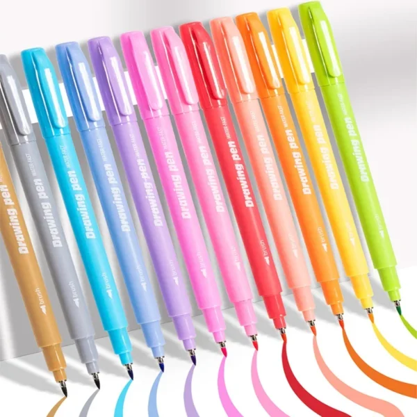 Felt Tip Pen Set – 12 Pastel Colors for Calligraphy, Journaling & Art